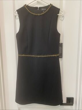 NWT Adrianna Papell Skuba Knit A Line Black Sleeveless Dress size 8